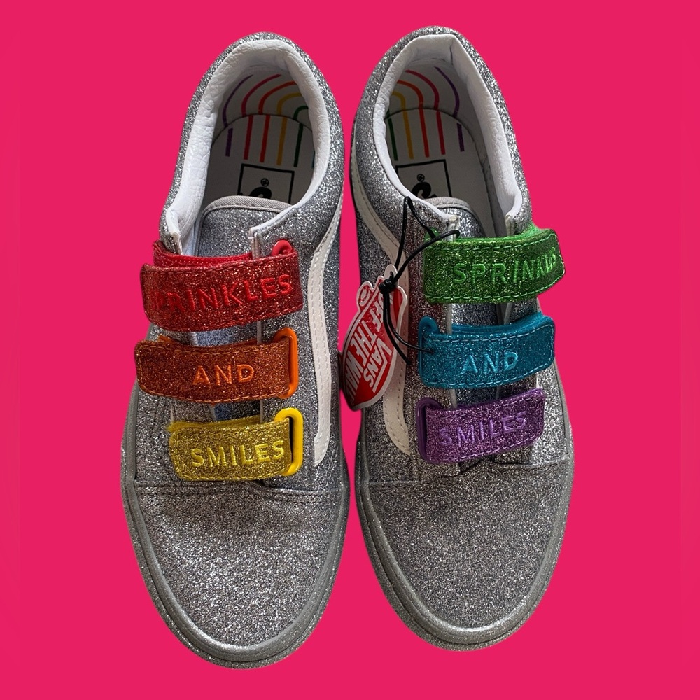 Vans x Flour Shop | Silver Rainbow Glitter Womens Shoes Sz 7 / Sz 5.5 Men’s